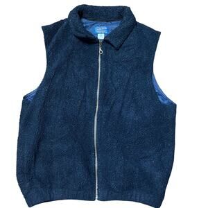 Mens Pendleton Navy Blue Sherpa Zip Up Vest Size Medium